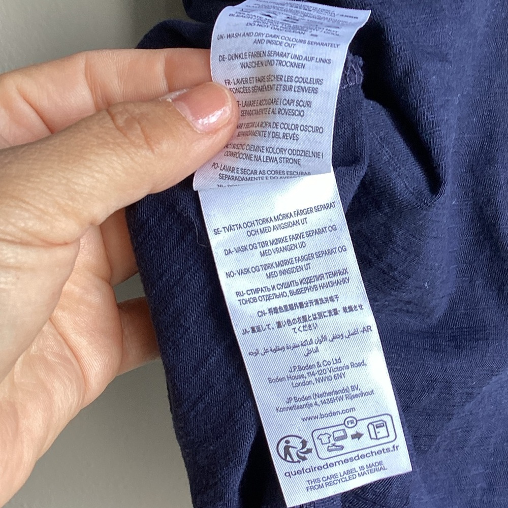 Boden Navy V-Neck Tee with Gold Trim - Picture 6 of 6